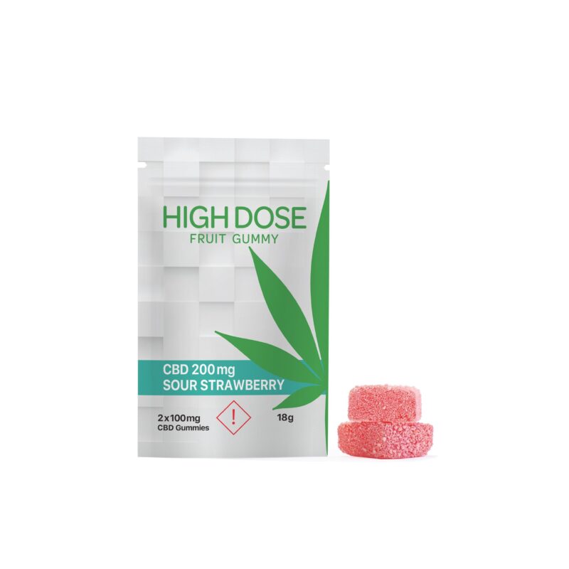 High Dose – Sour Strawberry CBD Gummies (200mg CBD)